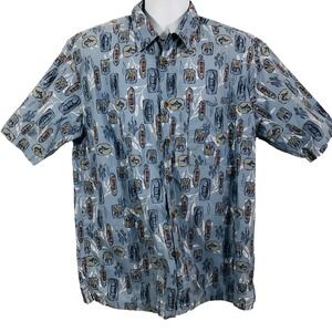 OP Sport Men’s Vintage Short Sleeve Casual Fishing Shirt Size Large Blue